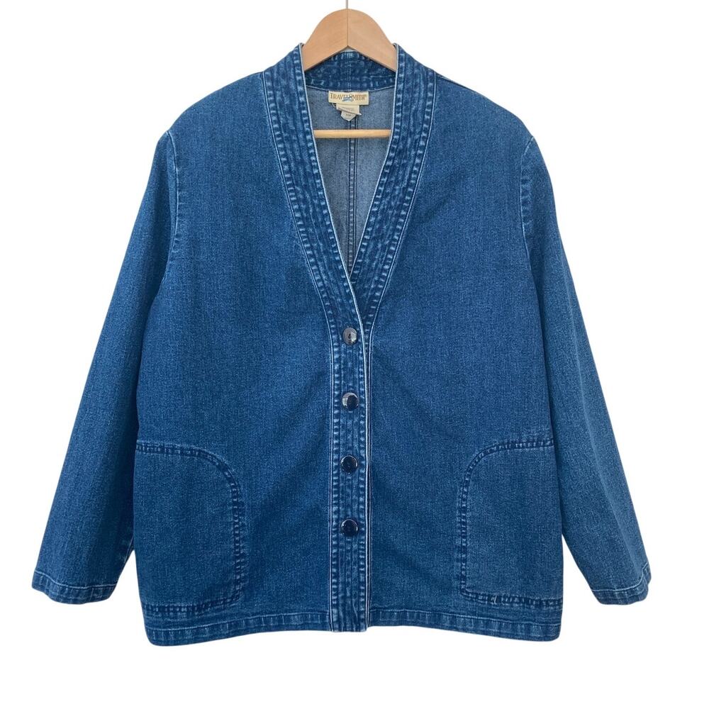 Vintage TravelSmith Blue Denim Fall Indie Cottagecore Back to School Jean Jacket